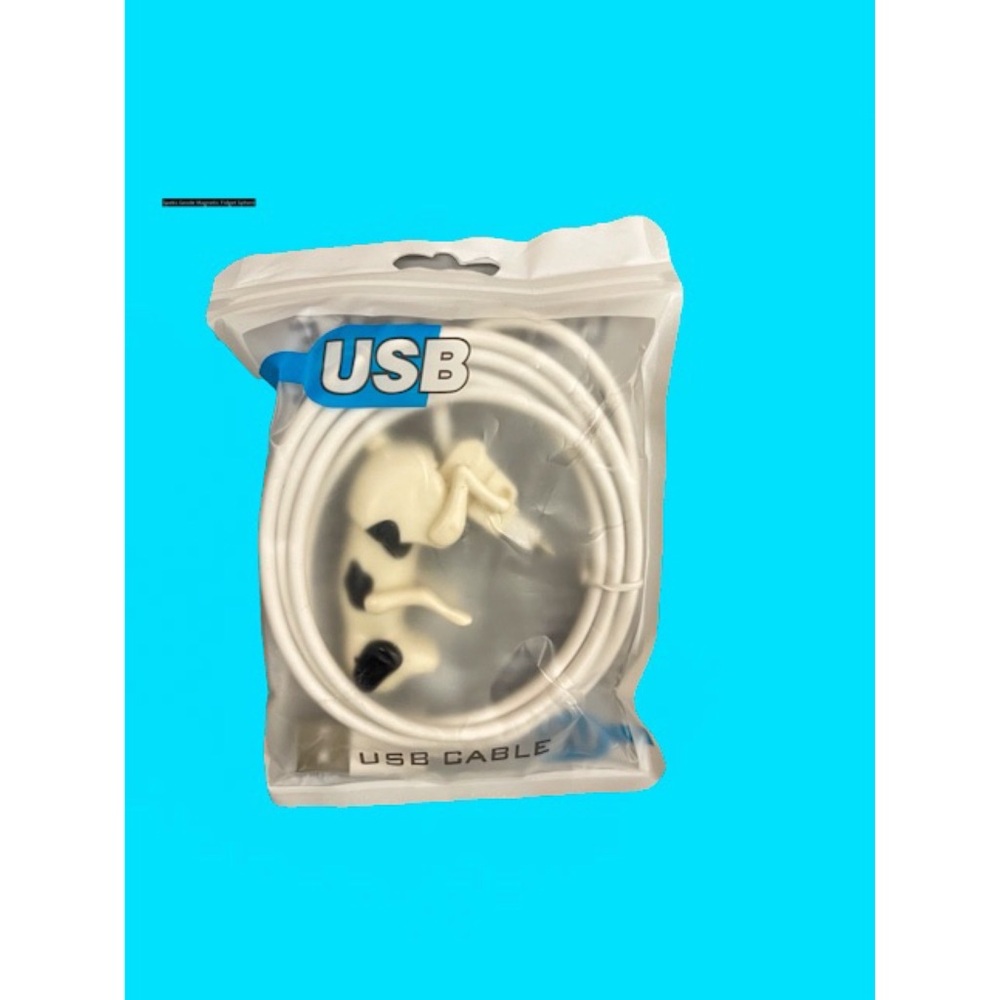 White USB Cable with Dog Design